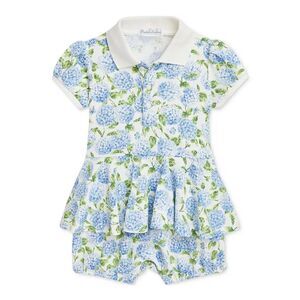 Polo Ralph Lauren NWT Baby Girls Floral Peplum Shortall Blue 9M